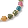 Natural Gemstone Cube & Stainless Steel Beads Stretch Bracelets for Women BJEW-JB13348-5