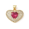 5Pcs Brass Micro Pave Clear Cubic Zirconia Pendants KK-B141-05G-04-1
