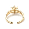 Clear Cubic Zirconia Flower Open Cuff Ring RJEW-P204-05G-3