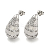 Teardrop Rack Plating Brass Micro Pave Cubic Zirconia Stud Earrings for Women EJEW-E312-10P-1