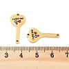 Ion Plating(IP) 304 Stainless Steel Black & FireBrick Enamel Female I Love You Key Connector Charms STAS-Z078-18G-3