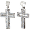 6Pcs Cross Brass Micro Pave Clear Cubic Zirconia Pendants KK-BBC0016-27-1