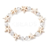 Summer Beach  Starfish Dyed Synthetic Turquoise & Faceted Glass Beaded Stretch Bracelets for Women Men BJEW-JB10454-01-1