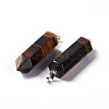 Natural Tiger Eye Double Terminated Pointed Pendants G-G926-01P-03-3