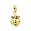Bowknot Gift Box with Word Merry Christmas Brass Micro Pave Cubic Zirconia European Dangle Charms KK-L258-06G-1