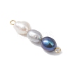 Natural Cultured Freshwater Pearl Potato Beaded Connector Charms PALLOY-JF04985-4