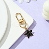 Star with Smiling Face Alloy Enamel Pendant Decorations HJEW-YW00010-06-1