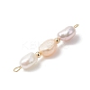 Three-Color Natural Pearl Potato Beaded Connector Charms PALLOY-JF04904-02-4