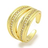 Rack Plating Brass Micro Pave Cubic Zirconia Open Cuff Rings for Women RJEW-I104-15G-1