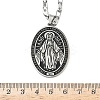 Religion 201 Stainless Steel Enamel Black Oval with Virgin Mary Pendant Necklaces NJEW-C104-02B-3