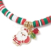4Pcs Christmas Theme Handmade Polymer Clay Beads Stretch Bracelet Sets BJEW-JB12111-4