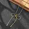 PVD Vacuum Plating 304 Stainless Steel Bowknot Pendant Round Snake Chain Necklaces for Women NJEW-Z044-10G-5