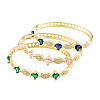 Cubic Zirconia Rhombus & Horse Eye Hinged Bangle BJEW-N012-046-1
