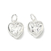925 Sterling Silver Pave Clear Cubic Zirconia Heart Charms STER-H119-04S-1