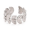 Non-Tarnish 304 Stainless Steel Leaf Wrap Open Cuff Ring for Women LS-RJEW-C025-16P-3