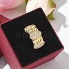 Brass Micro Pave Clear Cubic Zirconia Cuff Finger Rings for Women RJEW-B112-05G-1