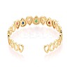 Brass Micro Pave Cubic Zirconia and Rhinestone Cuff Bangles for Women KK-T079-66G-3