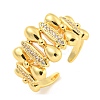 Bowknot & Horse Eye Clear Cubic Zirconia Open Cuff Ring RJEW-L121-001G-1
