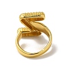 Letter Brass Micro Pave Clear Cubic Zirconia Open Cuff Ring for Women RJEW-N046-03Z-G-3