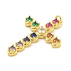 Cross Rack Plating Brass Cubic Zirconia Pendants KK-Z053-13G-01-2
