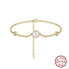 Natural Freshwater Pearls and Cubic Zirconia Link Bracelets BJEW-D343-01G-2
