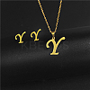 Golden Stainless Steel Initial Letter Jewelry Set IT6493-19-1