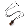 Natural Tiger Eye Mushroom Pendant Necklace NJEW-E065-01B-2