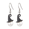 Halloween Theme Alloy Shell Pearl Hat Dangle Earrings EJEW-JE06542-3