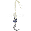 Nuggets Natural Quartz Crystal & Lapis Lazuli Pouch Pendant Decorations HJEW-WH20002-03E-1