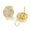 Hollow Flower Brass Micro Pave Cubic Zirconia Stud Earrings Finding KK-E083-04G-2