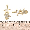 Brass Micro Pave Clear Cubic Zirconia Double Starfish Connector Charms KK-U070-08G-3