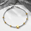 Duo Tone 201 Stainless Steel Star Round Snake Chain Bracelets for Women WGA233C-01-1