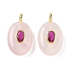 Natural Rose Quartz & Cubic Zirconia Pendants X-G-Z076-01G-20-1