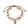 Starfish & Turtle Synthetic Turquoise Braided Beaded Bracelets BJEW-JB10926-04-2