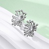 Flower Brass Clear Cubic Zirconia Stud Earrings EJEW-R025-22P-3
