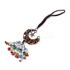 Natural Tiger Eye Moon with Mixed Gemstone Chips Tassel Pendant Decorations G-L524-07R-A03-2