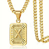 Rectangle with Letter Pattern 304 Stainless Steel Pendant Necklaces FS-WGFC766-25-1