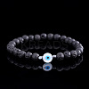 Natural Lava Rock Round Beads Stretch Bracelets for Men ED9275-1-1