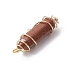 Natural Red Jasper Copper Wire Wrapped Pointed Pendants PALLOY-JF02535-04-4