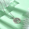 201 Stainless Steel Crystal Rhinestone Tree of Life Pendant Necklaces for Women NJEW-P327-03P-1