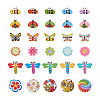 300Pcs 6 Style Painted Poplar Wood Buttons FIND-MP0001-08-1