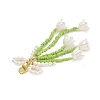Bowknot & Flower Glass Seed Pendant Decoration HJEW-TA00311-01-4