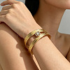 304 Stainless Steel Crystal Rhinestone Open Cuff Bangles for Women WG66922-01-1