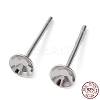 Rhodium Plated 925 Sterling Silver Stud Earring Findings STER-E068-02B-P-1