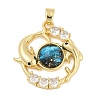Brass Micro Pave Clear Cubic Zirconia with Glass Pendants KK-G524-01G-05-1