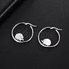 Non-Tarnish 304 Stainless Steel Hedgehog Beaded Hoop Earrings LS-EJEW-F320-02P-5