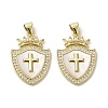 Brass Pave Shell Pendants KK-I708-17G-G-1