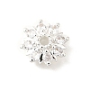 Flower Brass Clear Cubic Zirconia Bead Caps KK-V008-08A-S-2