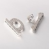 Brass Micro Pave Cubic Zirconia Fold Over Clasps ZIRC-M045-P-RS-3