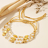 3Pcs Cross Adjustable Plastic Imitation Pearl Braided Bead Bracelets for Women OW3783-4-2